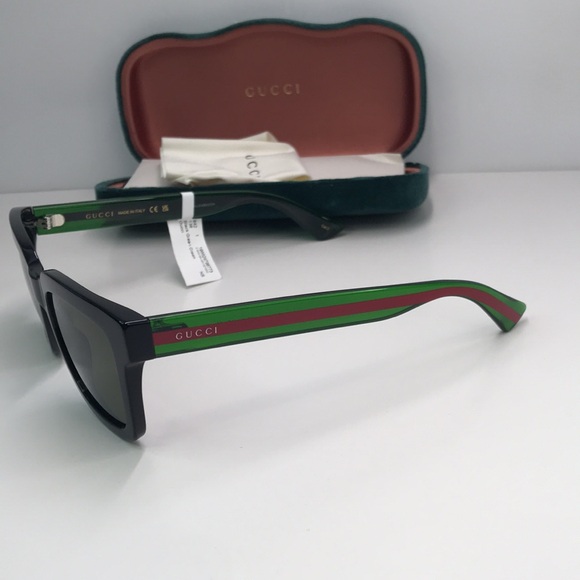 New Authentic GUCCI GG0001SN 002 Black/Green 52-21-145 Sunglasses - Picture 8 of 16